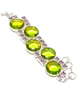 Peridot and Kunzite Gemstone Handmade Ethnic Jewelry Bracelet 7-8&quot;  - $18.99