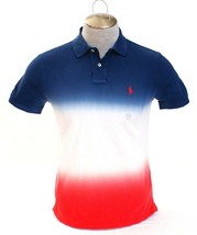 Polo Ralph Lauren Red White Blue Short Sleeve Custom Slim Fit Polo Shirt Men's - £99.35 GBP