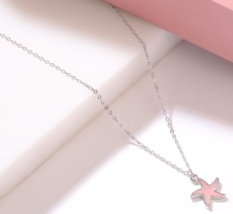 14k White Gold Finish Sterling Silver Rose Quartz Star Pendant Necklace ... - $90.99 CAD
