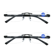 2 Pair Mens Rectangular Blue Light Blocking Reading Glasses Spring Hinge... - £11.08 GBP