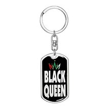 Black Queen Dog Tag Pendant Keychain Stainless Steel or 18k Gold - £35.56 GBP