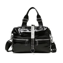 Women Leather Handbag  2020 Fashion Silver/Black Women Messenger Bags Female Riv - £147.60 GBP