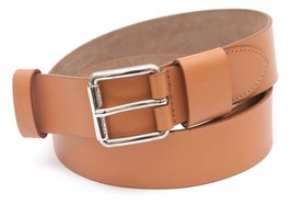 Michael Kors Collection Leather Belt Tan Medium Width Silver Buckle Sz S New - £225.99 GBP