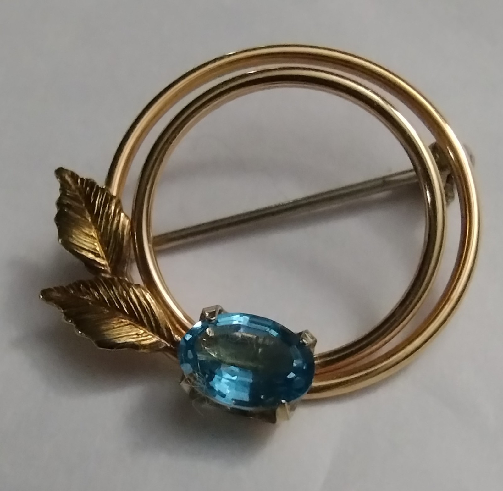 Primary image for Krementz© Circle Brooch with Blue Topaz Vintage