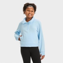 All In Motion Girls 1/2 Zip Fleece Pullover Sweatshirt LARGE (10/12) Aqu... - $17.99