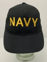 Vintage USA Navy Hat Snapback Cap Adjustable Small Shallow Fit Spellout ... - $21.73