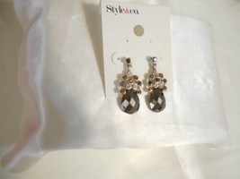 Style &amp; Co. 1-1/2&quot; Silver Tone Jeweled Teardrop Post Earrings F409 - £9.80 GBP