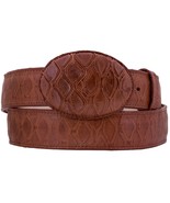 Cognac Western Cowboy Leather Belt Anteater Pattern Removable Rodeo Buck... - £23.88 GBP