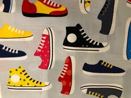 Sneaker Converse shoes Hi Fabric Print 100% Cotton Fat Quarter 18&quot;x22&quot; NEW Mask - £5.40 GBP