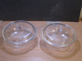 2 Vintage Pyrex 024 Clear Glass 2 Qt Casserole Dishes w/ Pyrex Lids - $47.52