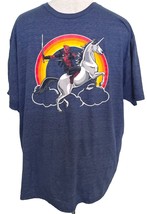 Marvel XMen Deadpool T Shirt Size 2X Riding a Unicorn with Rainbow Backg... - $17.49