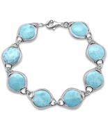Sterling Silver Natural Round Larimar Bracelet - €158,73 EUR