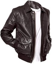 Men&#39;s vintage BLACK Leather Bomber Jacket All Size - £156.88 GBP