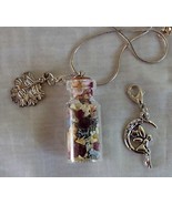 Handmade Glass Bottle Necklace Zip Clip Audis Garden Green Man Fairy 925 Chain   - $20.00