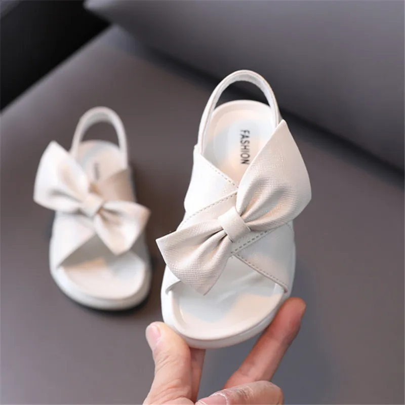 New Summer Kids Sandals For Girls Leather  Shoes Bowtie Soft Sole Sandale Enfant - £147.56 GBP