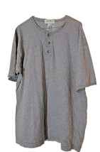 Eddie Bauer T Shirt Gray Men Three Button Front Vintage Cotton Size Large - $19.81