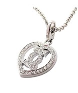 Authentic! Cartier Double C Heart 18k White Gold Diamond Pendant Necklace - £5,180.49 GBP
