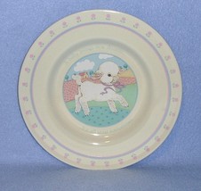Hallmark HLM8 Baby Plate w/Lamb &amp; Pink Flower Rim 1984 - £3.17 GBP