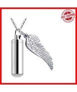 Sturdy and Elegant Ashes Pendant Necklace with Angel Wing - Perfect Reme... - $495.41 MXN