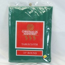 Christmas Mainstreet Tablecloth 70&quot; Round Green SEALED NEW - $24.49