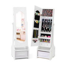 Freestanding Kids Jewelry Armoire Cabinet with Storage and 2 Tilt Angles... - $168.49