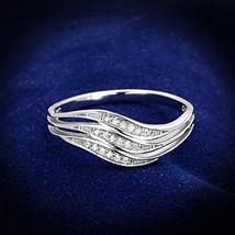 Unique Simulated Diamond Split Shank Curve Band 925 Sterling Silver Wedding Ring - £56.69 GBP