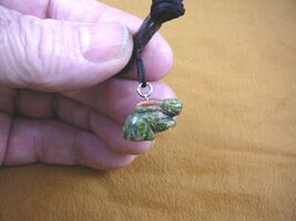 (an-rab-9) BUNNY RABBIT Green orange gemstone carving Pendant NECKLACE F... - €6,81 EUR