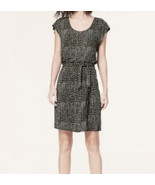 Ann Taylor LOFT Black &amp; White Printed Faux Wrap Dress Scoop Neck Size Sm... - £10.87 GBP