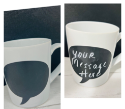 World Market 12oz Coffee Tea Mug Chalk Talk Word Balloon Rewritable Message - £19.86 GBP