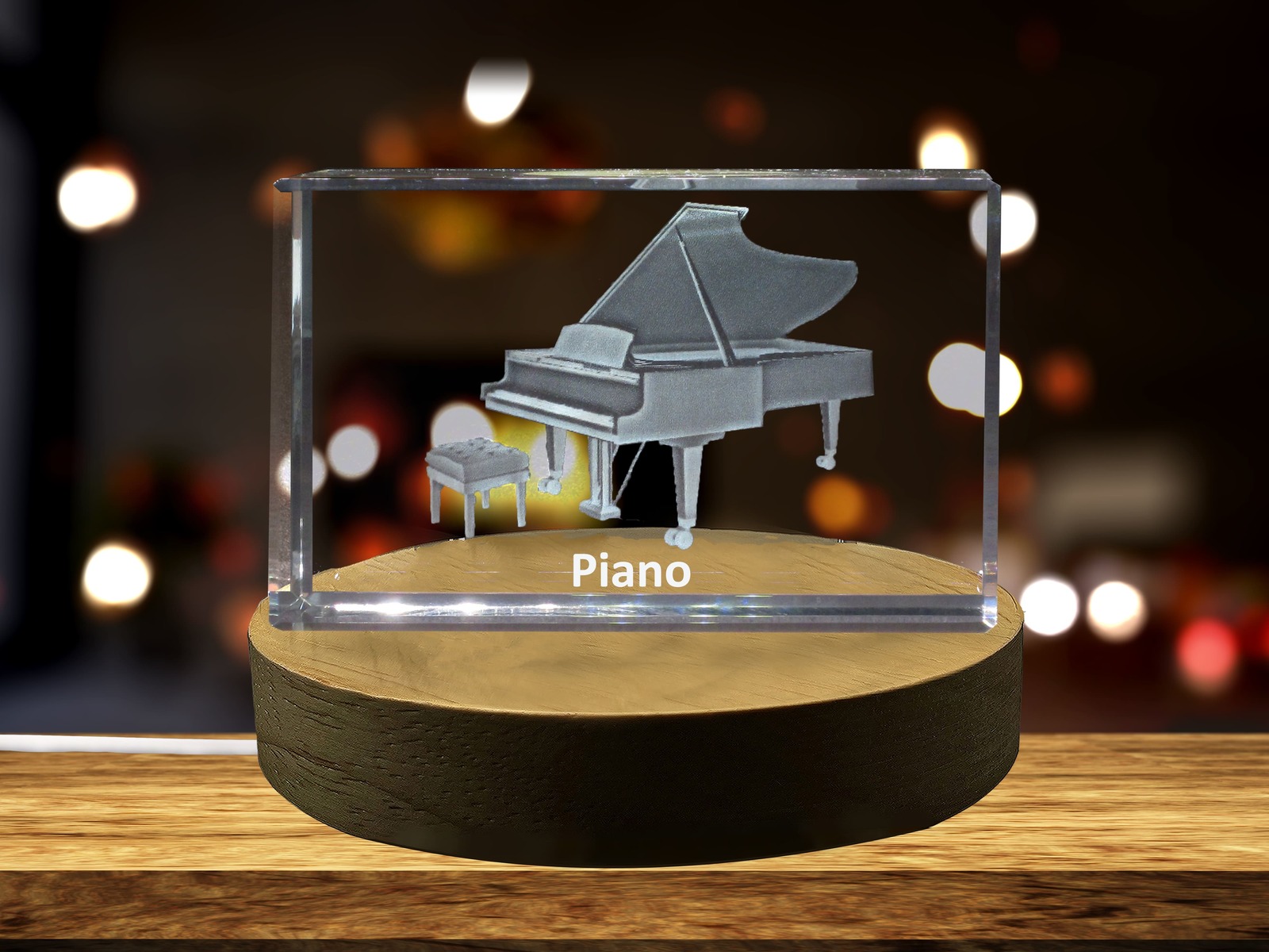 LED Base included | Piano Flute 3D Engraved Crystal 3D Engraved Crystal ... - $22.09+