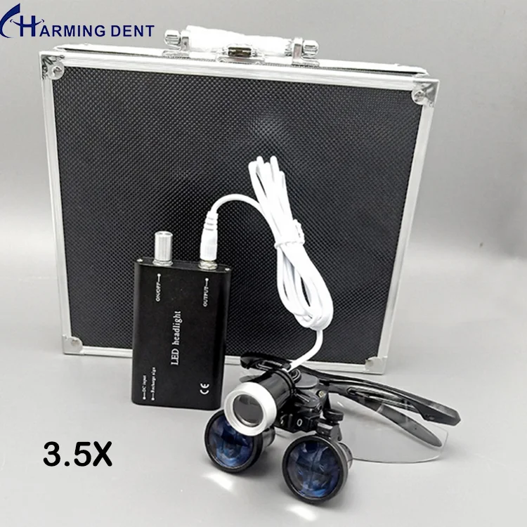 Charming den-tal magnifying gles den-tal and surgical loupes 3.5X with LED headl - £416.22 GBP