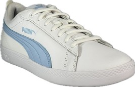 Puma Smash V2 Leather Women&#39;s WHITE/BLUE Sneakers, 365208-08 - £35.37 GBP