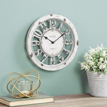 Distressed Ivory Farmhouse Wall Clock 10&quot; Antiqued Cut Out Country Home Decor - £13.49 GBP