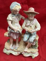 Vintage Porcelain Arnart Japan Creation Girl &amp; Boy Figurine Great Detail - £27.09 GBP