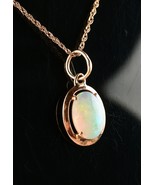 *Womens 14K Yellow Gold Oval Opal Pendant Necklace 16&quot; - $346.83 CAD