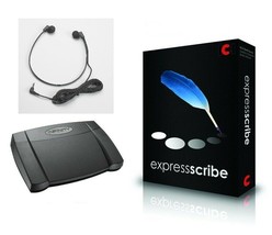 Express Scribe Pro Transcriber Foot Pedal Headset Bundle - £93.60 GBP