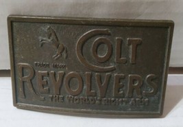 Vintage Colt Revolvers The Worlds Right Arm Metal Belt Buckle Gun Firearms RJ  - £12.48 GBP