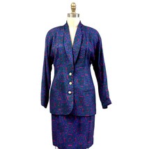 Austin Reed VTG 1980s Purple Power Suit Skirt Suit Dynasty Style Gold Bu... - $3,386.08 MXN