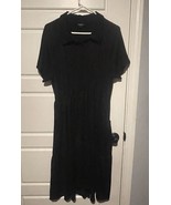 Torrid Black Waffle Collared Short Sleeve Fit &amp; Flare Dress Plus Size 1 - $16.83