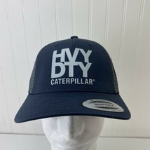 CAT Diesel Blue &amp; Gray Trucker Mesh Snapback Hat Vinyl HVY DTY Logo Heav... - £12.60 GBP