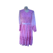 VTG Pink Chiffon Formal Prairie Dress With Crystals &amp; Embroidery Throughout - £71.21 GBP