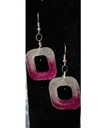 Resin sparkly earring-pink silver color- $4-FREE SHIPPING-PRICE REDUCED - £3.12 GBP