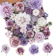 Floweroyal Artificial Flowers Combo Purple Flowers Mix Silk, Home Decorations. - £11.87 GBP