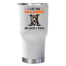 Pitbull Halloween Tumbler 30oz With Lid Gift for Dog Lover - I Like Pit bull Dog - £23.32 GBP