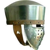 Medieval Steel 18 gauge Dome-topped helmet with face guard &quot;Norman calotte&quot; - £89.35 GBP