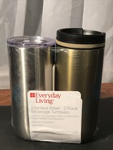 Everyday Living Stainless Steel Beverage Tumblers 2 Pack - Gold/Silver -... - £6.75 GBP