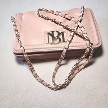 Badgley Mischka Womens Crossbody Bag Pale Pink Pleated Vegan Leather Cha... - £30.86 GBP
