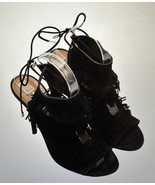 Black Aquazzura Suede Fringed Heels Size US 5.5 EU 36 - $2,503.03 MXN