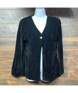 VTG Blair Velvet Blazer Women Black Single Button Cardigan V-Neck Size 1... - $19.97