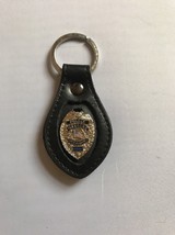 Police Officer  Blue Line  Mini Shield    Leather Key Chain SILVER - $10.89